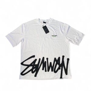 Stylish White Tee with Black Graphic